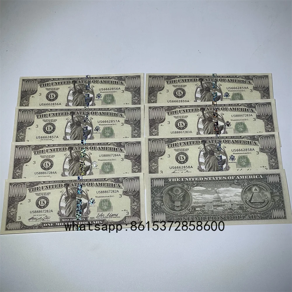 10PCS /100PCS American One Million Dollar Paper Statue of Liberty UV Anti-counterfeiting Serial Number Banknote Collection Usa