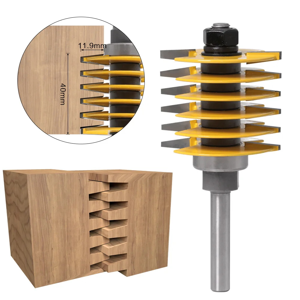 

1PC 8MM 1/2" 12.7MM Shank Milling Cutter Wood Carving 2 Teeth Adjustable Finger Joint Router Bit Tenon Cutter T-Slot Mill Cutter