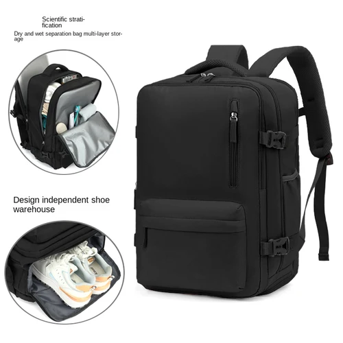 Mochila para computadora multifuncional con compartimento para zapatos independiente, bolso escolar simple y elegante, liviano y de gran capacidad, mochila de mano aprobada por aerolínea, mochila de viaje, equipada con múltiples compartimentos, con compartimento para portátil