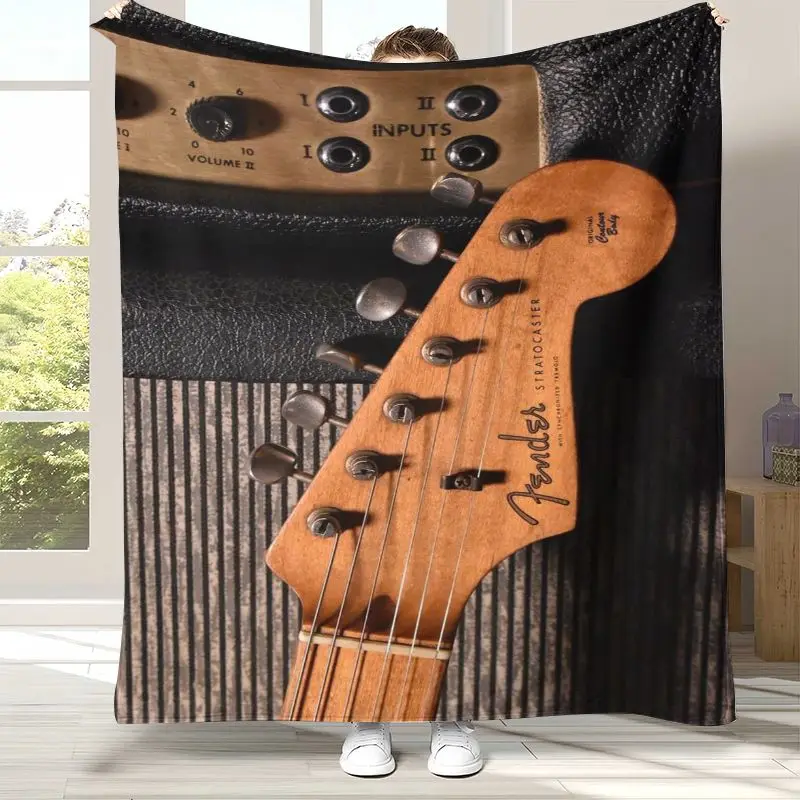 Fender Guitar Theme Rock Music Soft Flannel Throw Blanket,Cozy Warm Blanket for Bed,Sofa,Living Room,Picnic,Camping,Home Decor