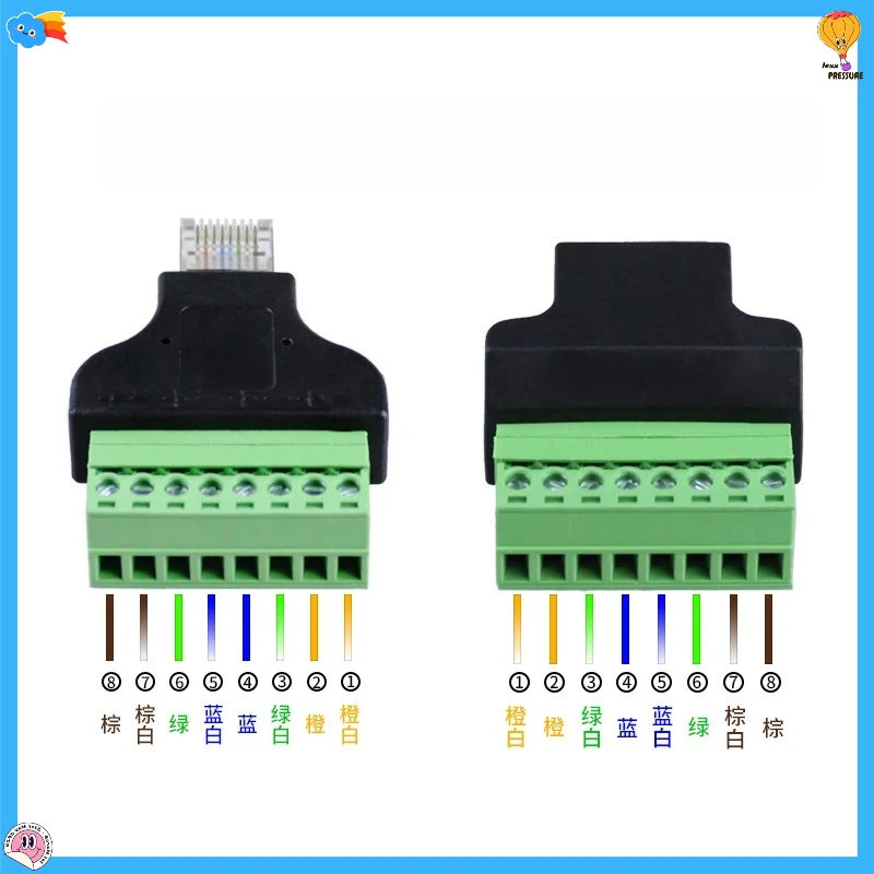 RJ45 Male to Female Screw Terminal Block 8P Ethernet Connector Network Adapter Cable for CCTV DVR Male to 8 Pin Female Adapter