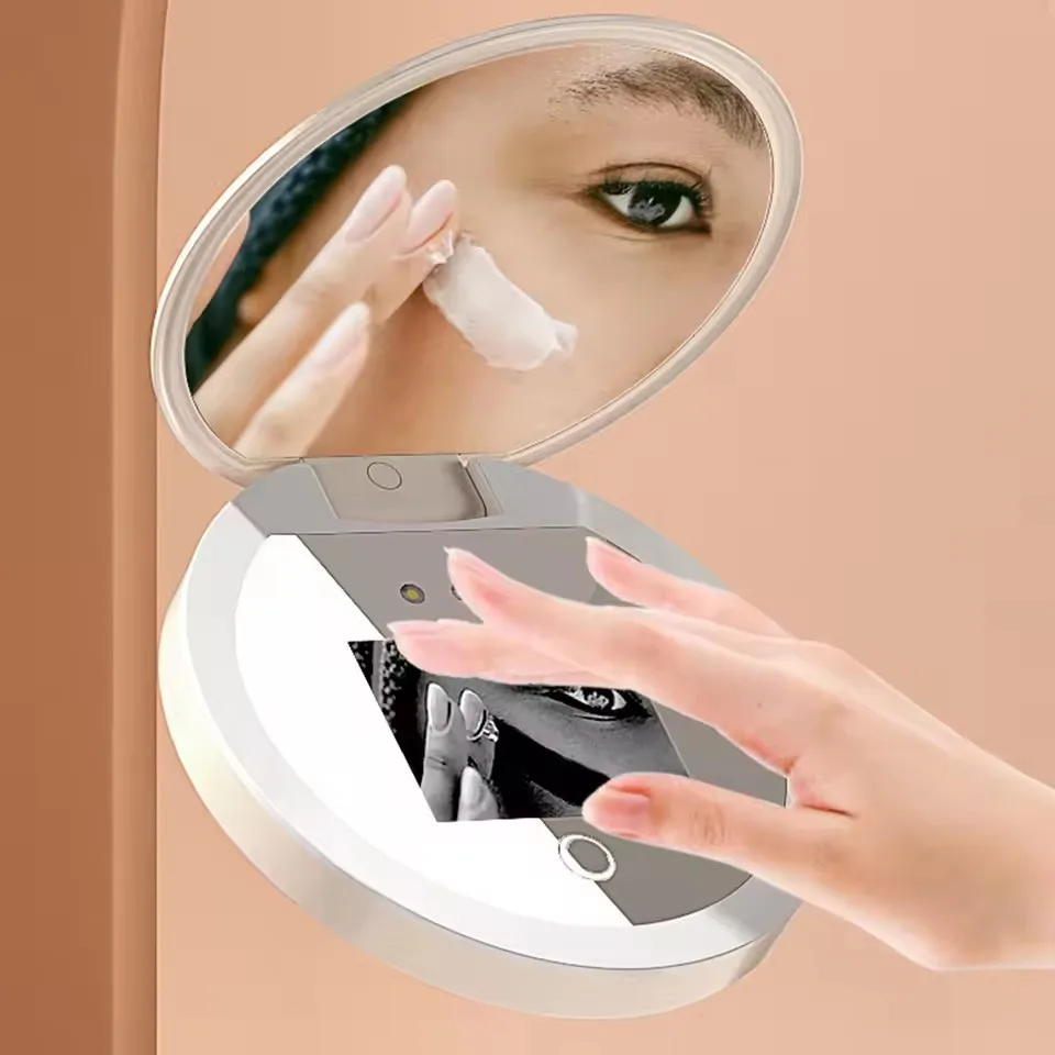 Smart Sunscreen Led Light Portable Makeup Mirror Uv Camera Visual Face Sunscreen Makeup Mirror