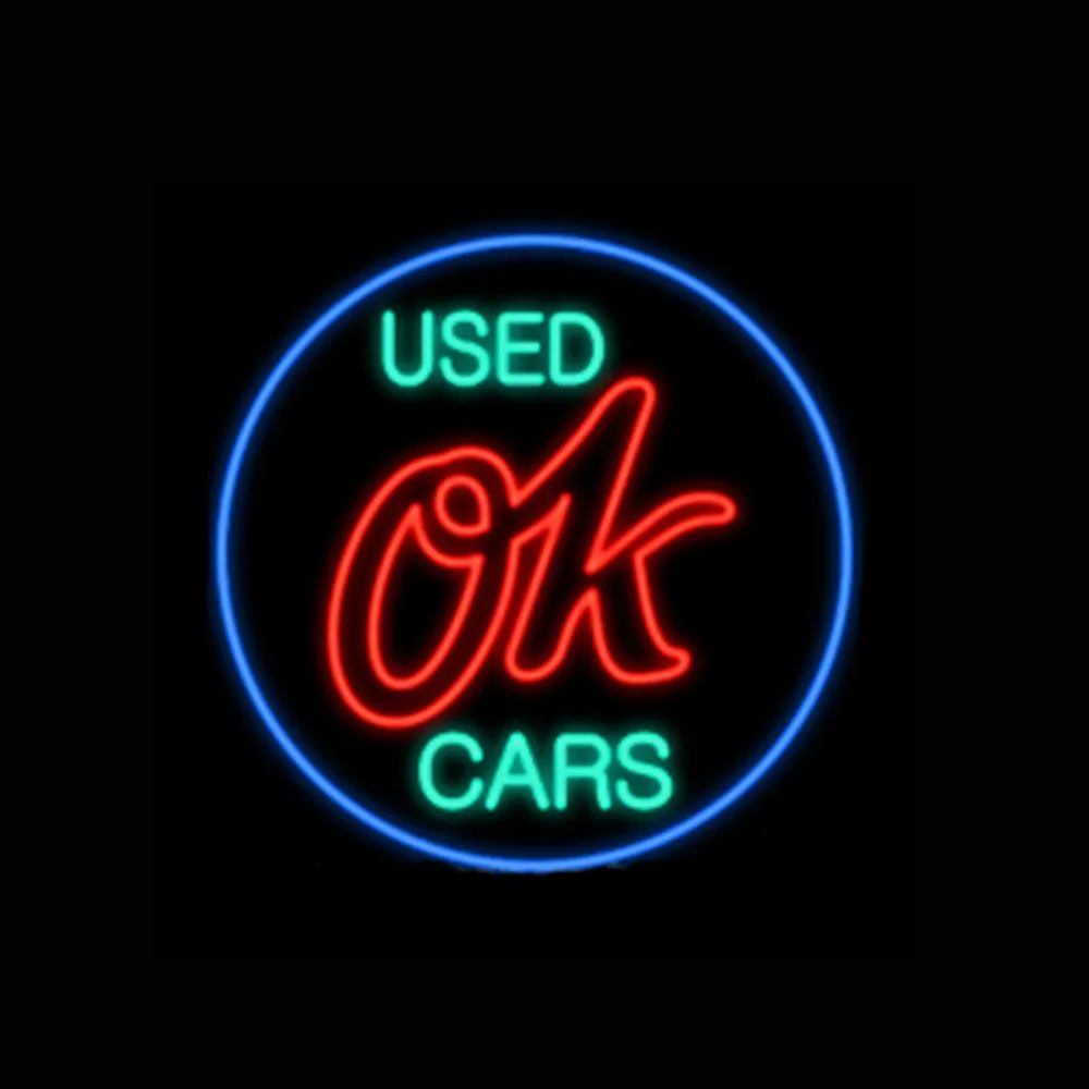 OK Used Cars Neon Light Sign Second-hand Custom Handmade Real Glass Tube Firm Store Advertise Room Decoration Display 24