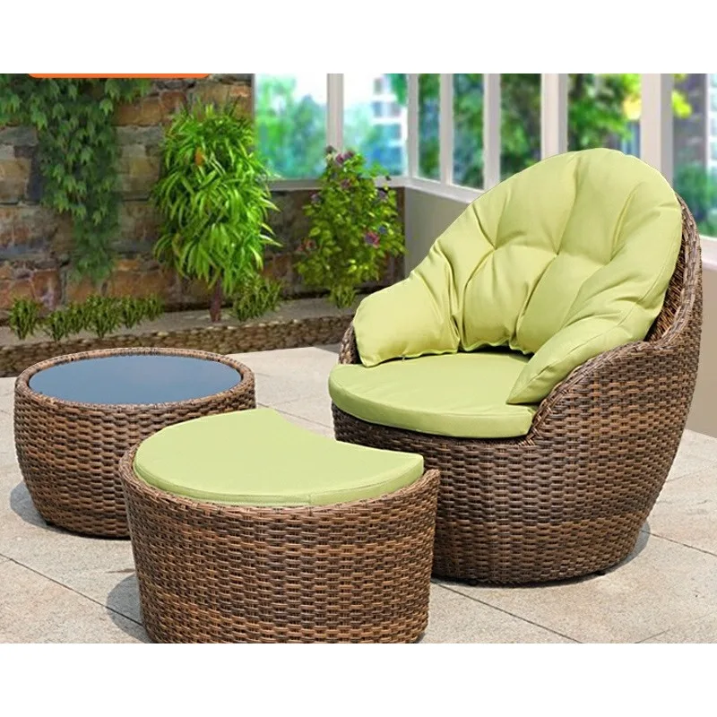 Outdoor rattan sofa tea table three-piece combination courtyard rattan art furniture rattan weaving lazy leisure balcony table a