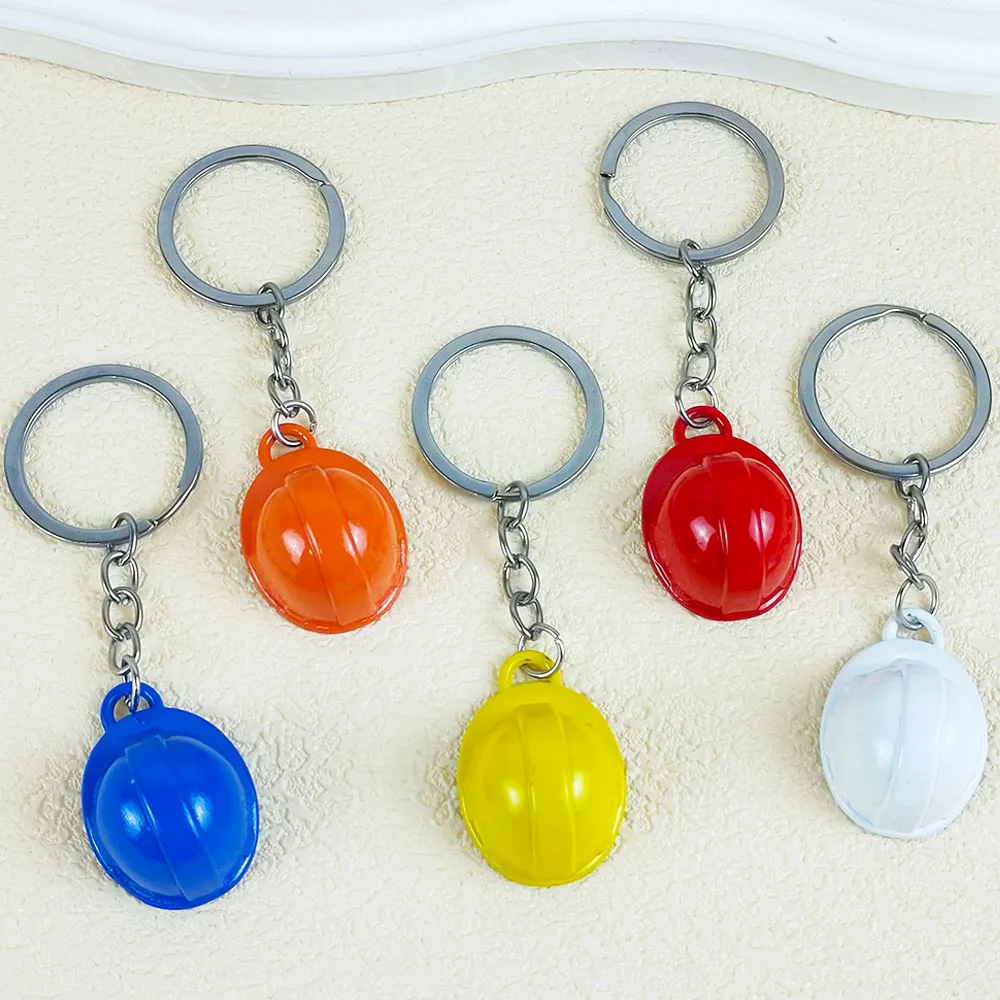 Creative Hard Hat Keychain Mini Construction Hat Keyrings Miniature Construction Helmets Small Safety Hats Charms Accessories