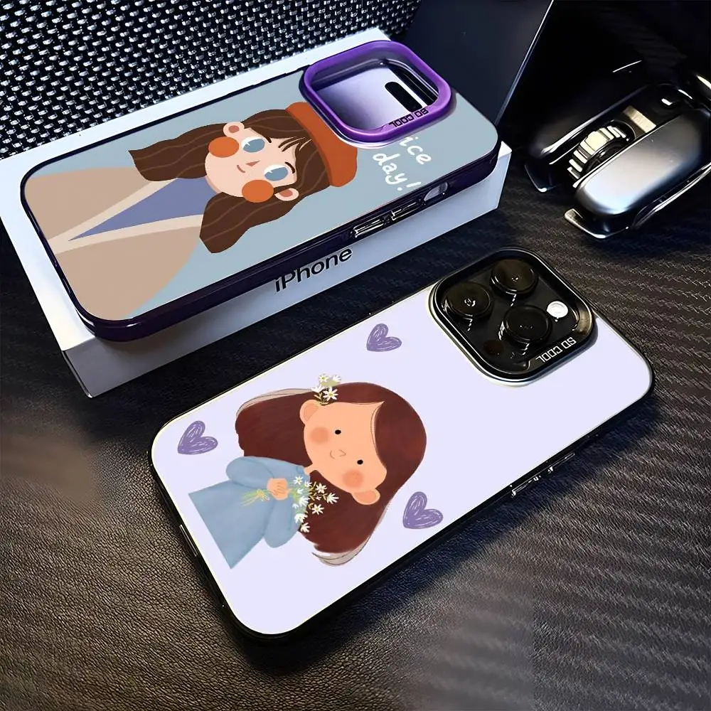 

Sweet girl Phone Case For iPhone17,16,15,14,13,12,11 Plus,Pro Max Purple Matte Shockproof Cover