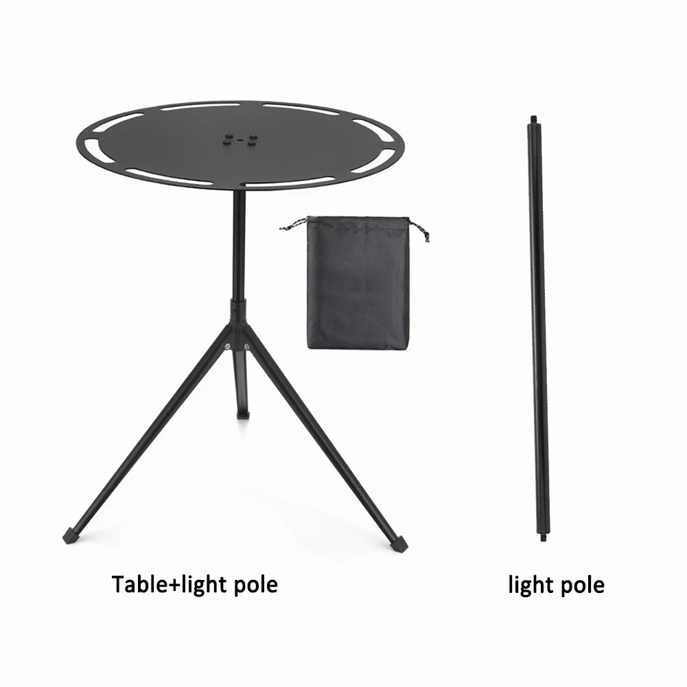 تلسكوبي للطي نزهة الجدول قوي الحاملة طاولة تخييم مستديرة مع عمود إضاءة ترايبود حقيبة التخزين للشواء نزهة المشي لمسافات طويلة #3