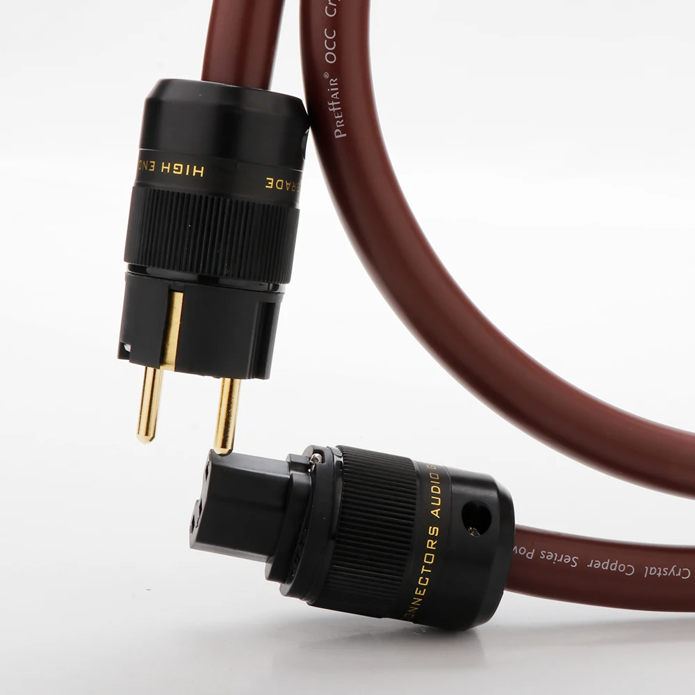 Preffair D520 OCC Single Crystal Koperen HiFi Audio Power Kabel US/EU/AU Schuko Versie Power kabel Met Vergulde Stekker