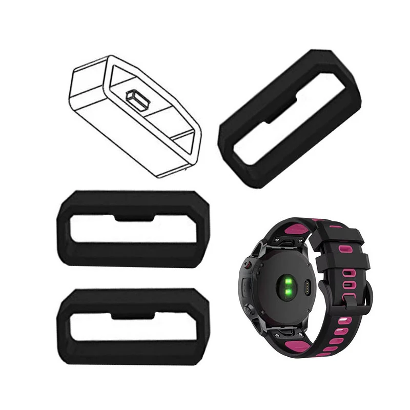Black Watchband 22 25 29mm Strap Loop Rings Retainer Silicone Watch Bands Holder Locker for Garmin Fenix 5 6 7 Garmin 935 945x