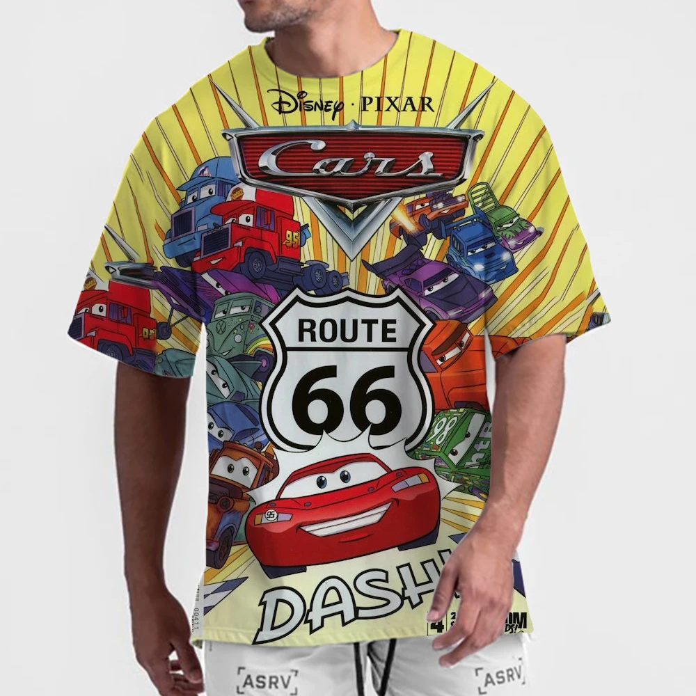 2024 Disney Pixar Cars Lightning McQueen Men Clothes T Shirt Men Cartoons Casual Tops Boys Girls Teenager Outfits Tee Shirt Tops