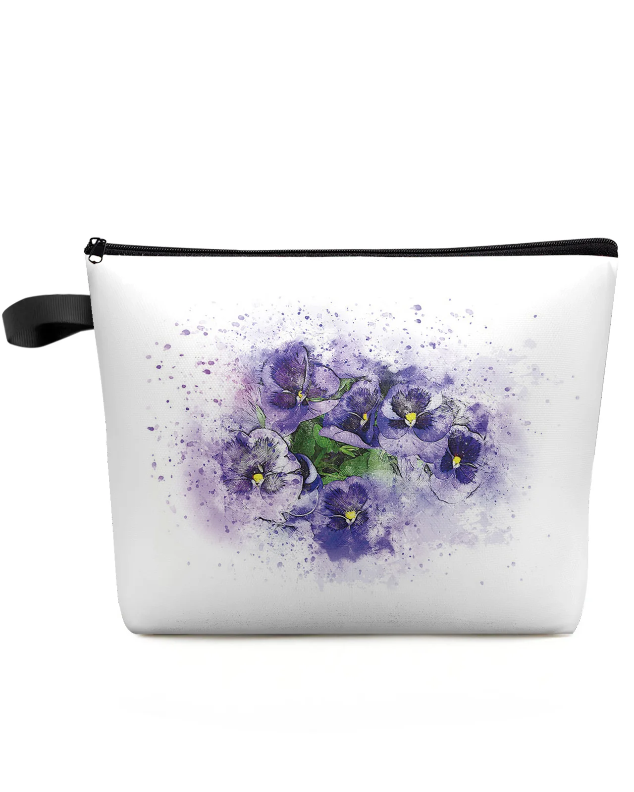 Watercolor Purple Flower Morning Glory Makeup Bag Pouch Travel Essentials Women Cosmetic Bags Organizer Storage Pencil Case