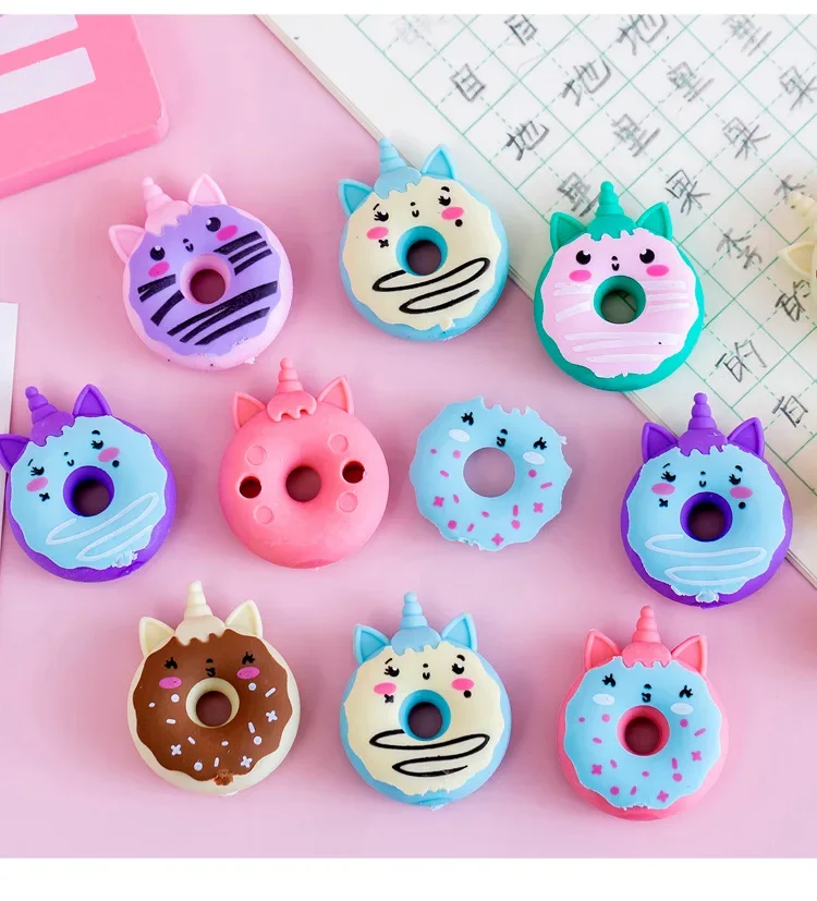 36Pcs Wholesale Cartoon Model  Donut Eraser, Cute Student Prize Gift Cartoon Stationery