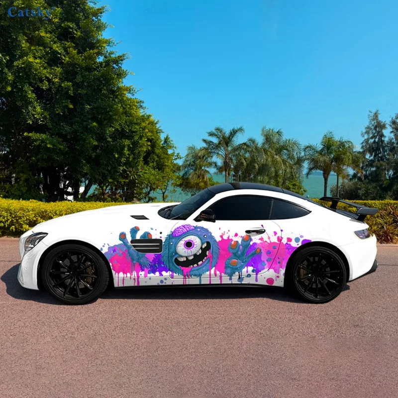 

Cool Neon Plush Eyeballs Car Side Sticker Decoration, PVC Waterproof Scratch Resistant Decal,Car Protect, Auto Accessories Gift