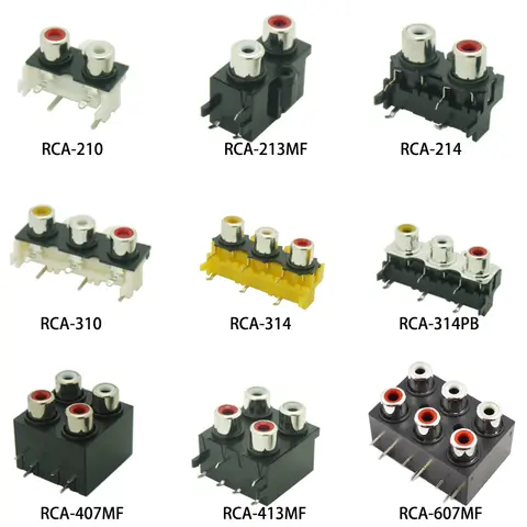 2PCS High Quality RCA Connector 2/3/4/6Holes Stereo Audio Jack 90/180 Degree Sealed AV Audio Female Input Socket