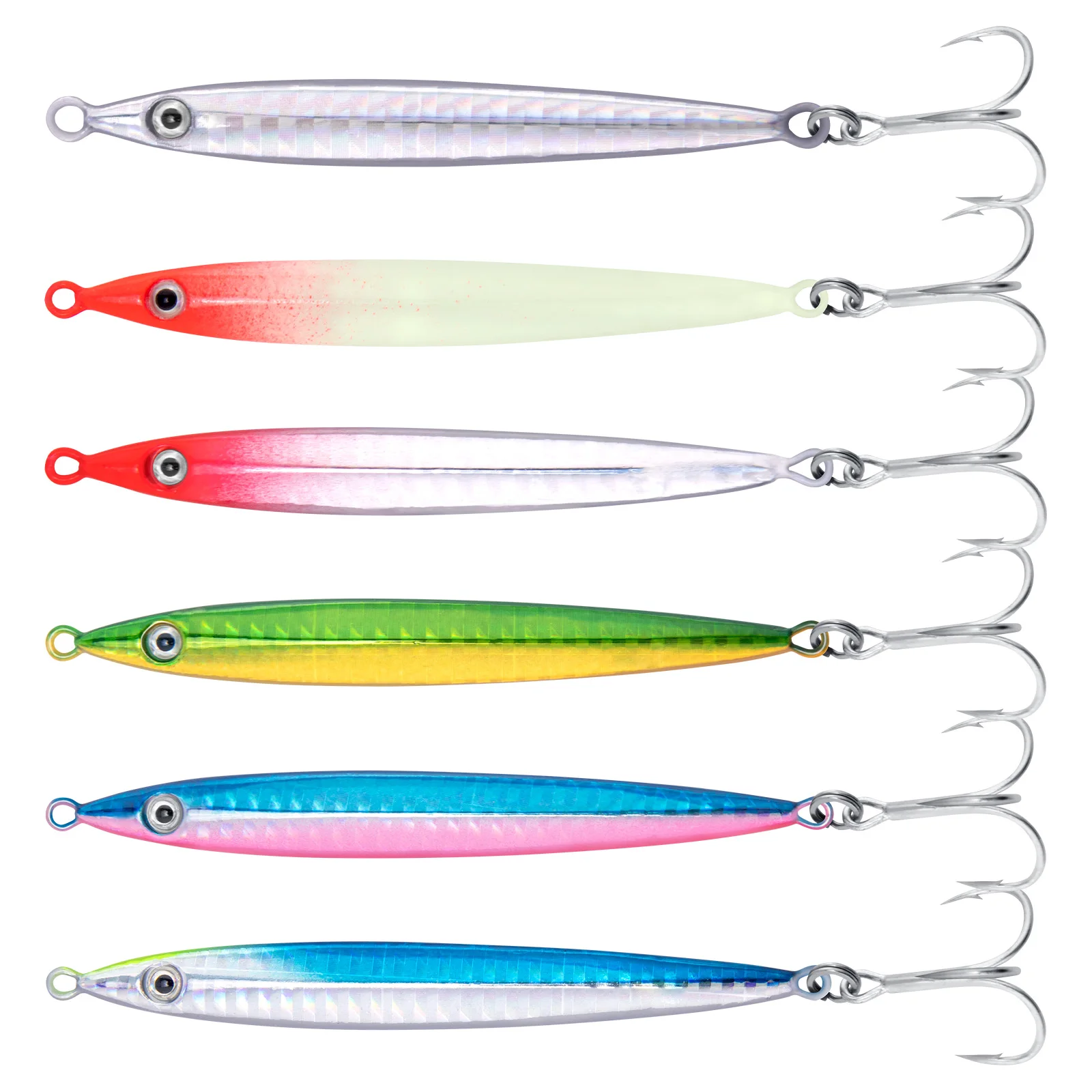 10g-40g Metal Jig Fishing Lure Sea Shore Casting Jigging Spoons with Treble Hooks Long Casting Jig for Mackerel Cod Bass Pike