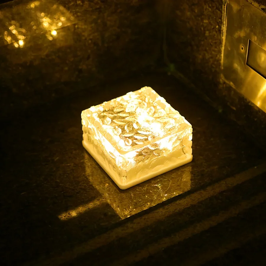 Imagem -05 - Livre Ice Rock Cube Lights Solar Brick Lights Impermeável Chão Landscape Path Party ou Led ao ar