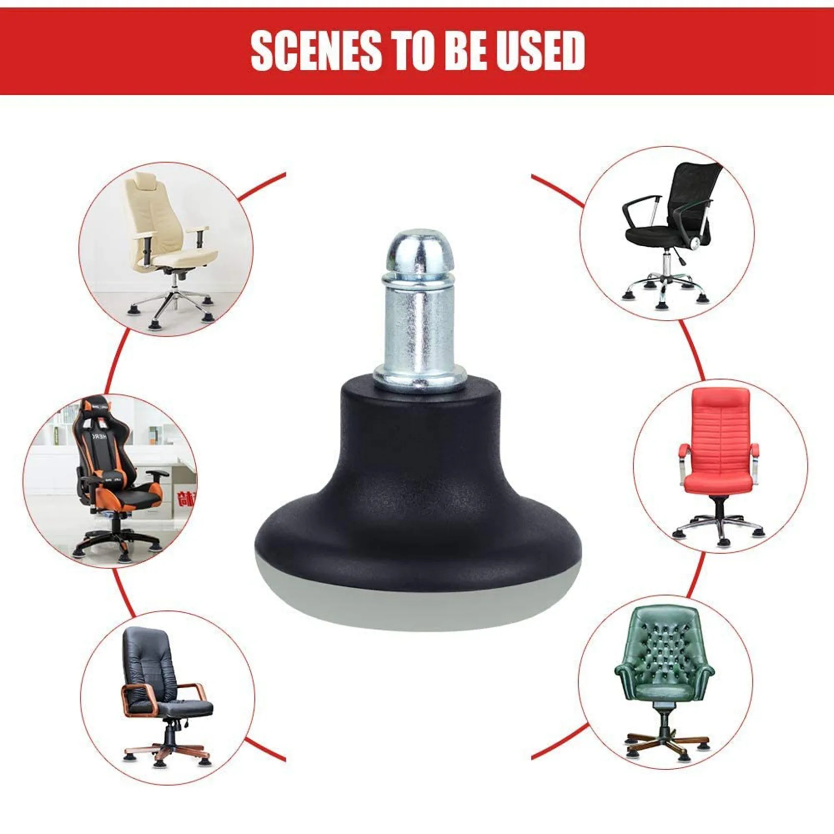 DT17 10Pcs Bell Glides Replacement Office Chair Wheels Stopper, 2 Inch Swivel Caster Wheels, Fixed Stationary Castors for Desk
