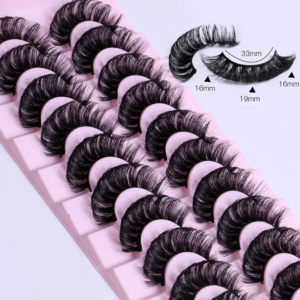 10 Pairs 3D Russian Strip Lashes DD Curl Reusable Fluffy False Eyelashes for Extended Wear Russian Extensions