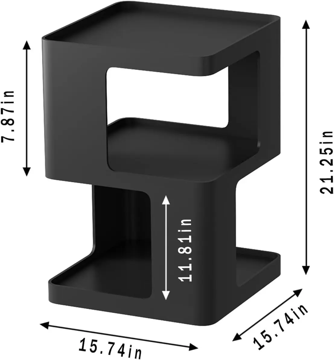 Black Nightstands, Modern Side Table with 3 Tiers Storage, Small End Table for Couch, Living Room Bedroom, Bedside Tables No Ass