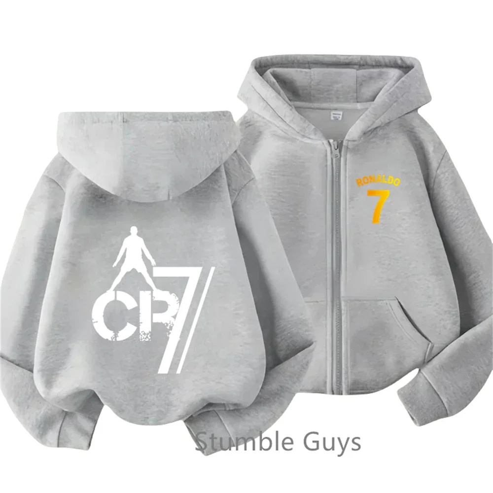 Ronaldo- CR7 Hoodie Fashion  Kids Clothes Football Star Trucksuit Boys Jersey Zipper Sweatshirt Girls Long Sleeve Casual Tops