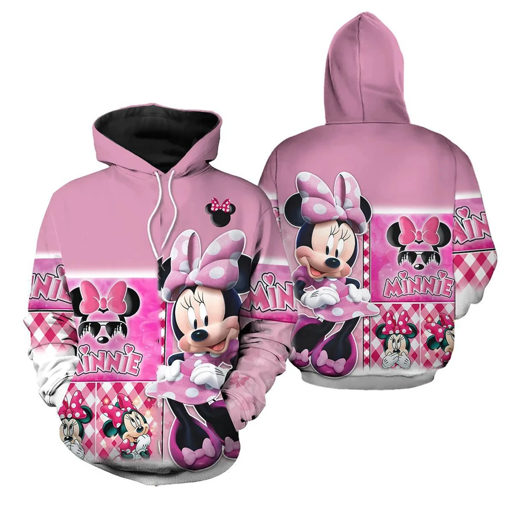 Sudadera con capucha de Disney Mickey Minnie para niños, encantadora sudadera con capucha de dibujos animados, ropa informal con capucha, abrigo de moda para niños y niñas, ropa para niños