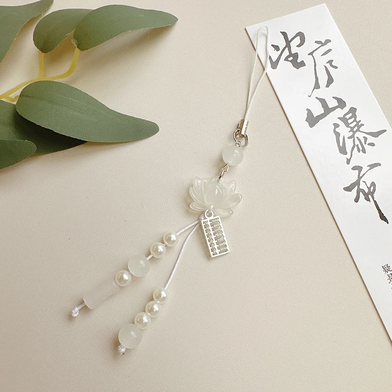 Camera Chain Bag Pendant Flower Pendant Keychain Phone Chain Beads Decoration Chinese Style Accessories Gifts