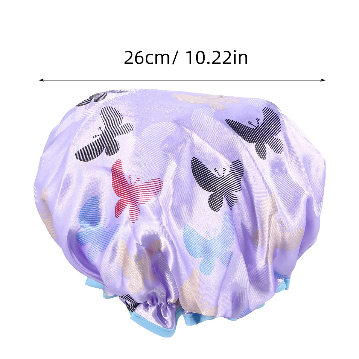

2Pcs Waterproof Shower Cap Double Layer Thickened Satin Elastic Women Bathing Hat for Travel Spa Hair Protection Purple