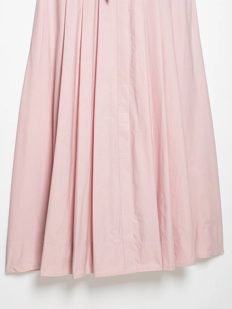 TFMLN Women's Chic Pink Midi Dresses Summer New Sleeveless Bow Lace-Up Long Dress Elegant Ladies Street Commuting Clothes - view 6
