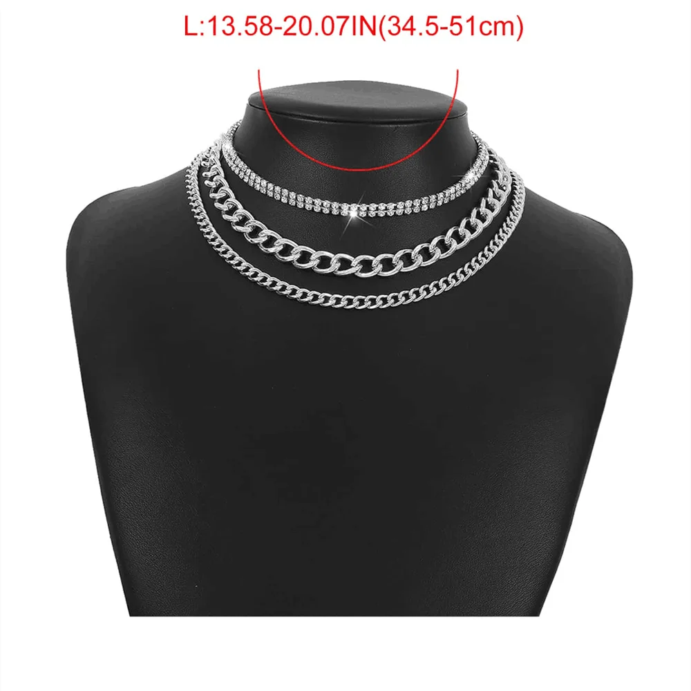 New Vintage Fashion Punk Crystal Chain Necklace For Women Female Boho Multilevel Hip Hop Jewelry Gift Wholesale New