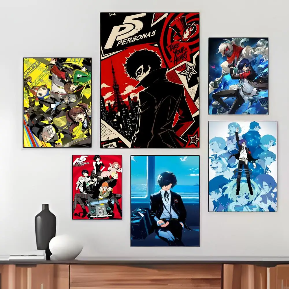Japanese Anime P-Persona Poster Pegatina artistica HD autoadhesiva impermeable para salon dormitorio