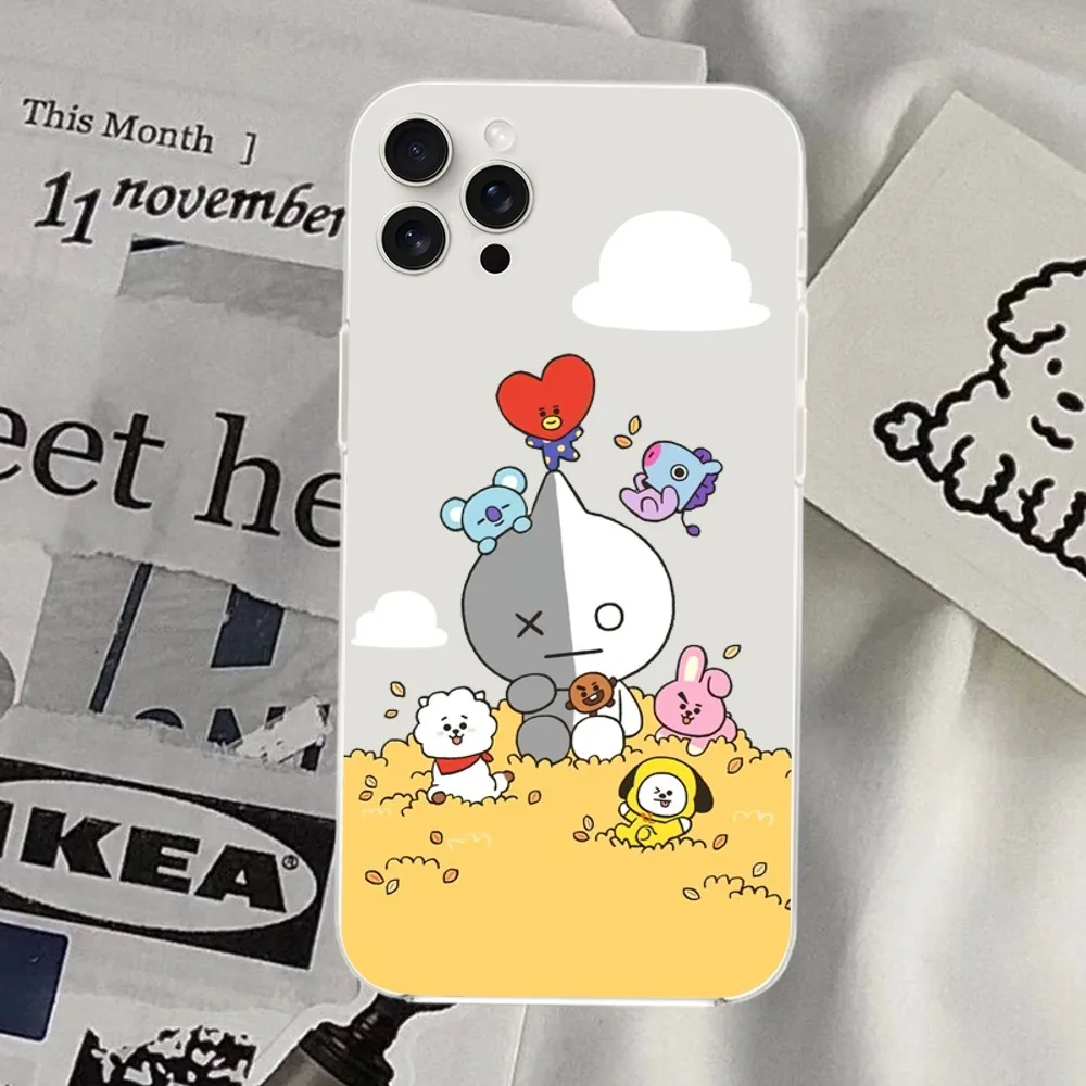 BEAST KINGDOM Cartoon B-BT21 Phone Case For iPhone Mini Plus 11 13 12 14 15 16 Pro XS Max Transparent Shell