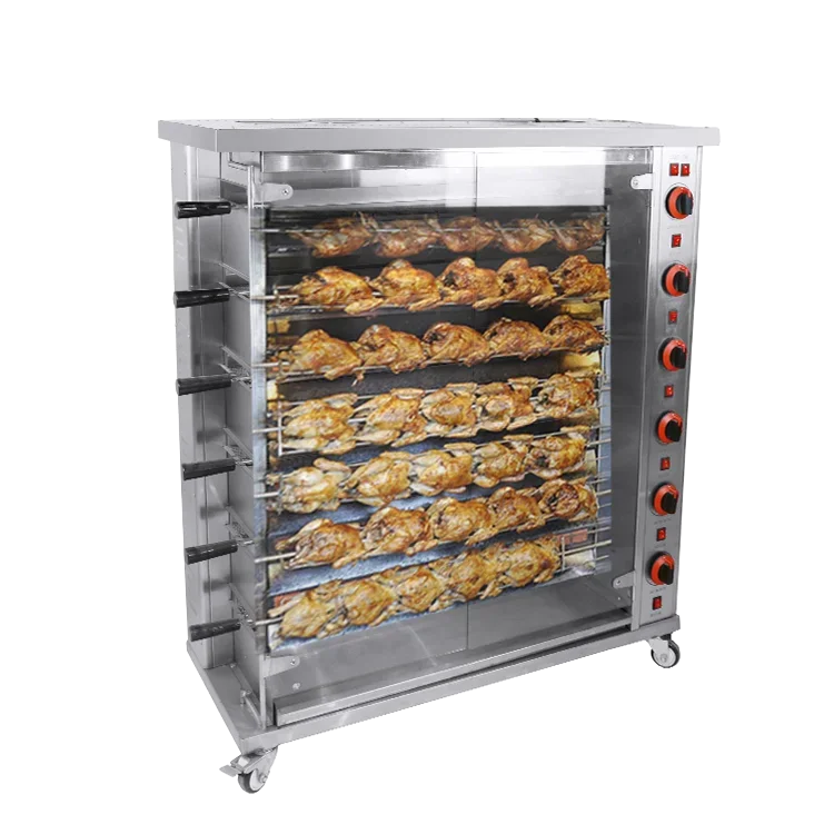 

Commercial Automatic Chicken Rotisserie Grill, Stainless Steel Gas-Powered with 300W Motor, for Hotel, Restaurant, Food Truck