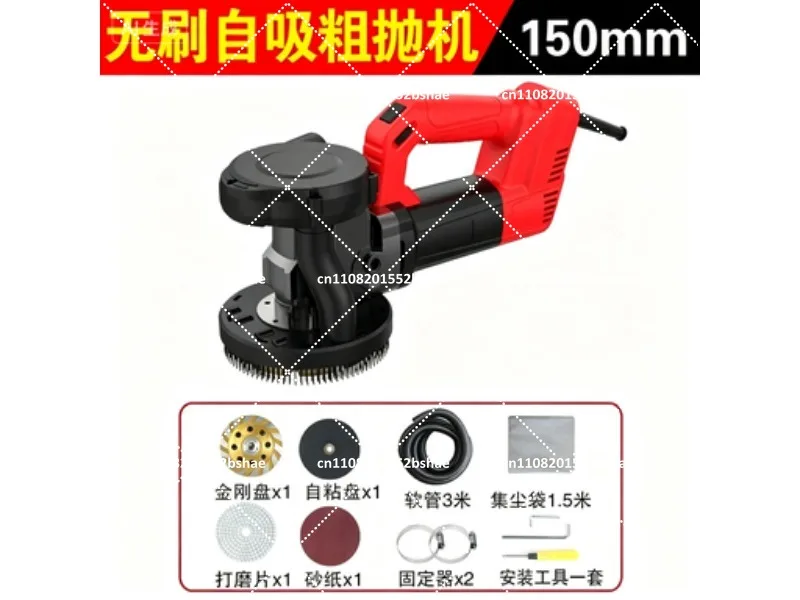 Handheld Three-Head Dust-Free Concrete Floor Grinder, Edge Cement Polisher