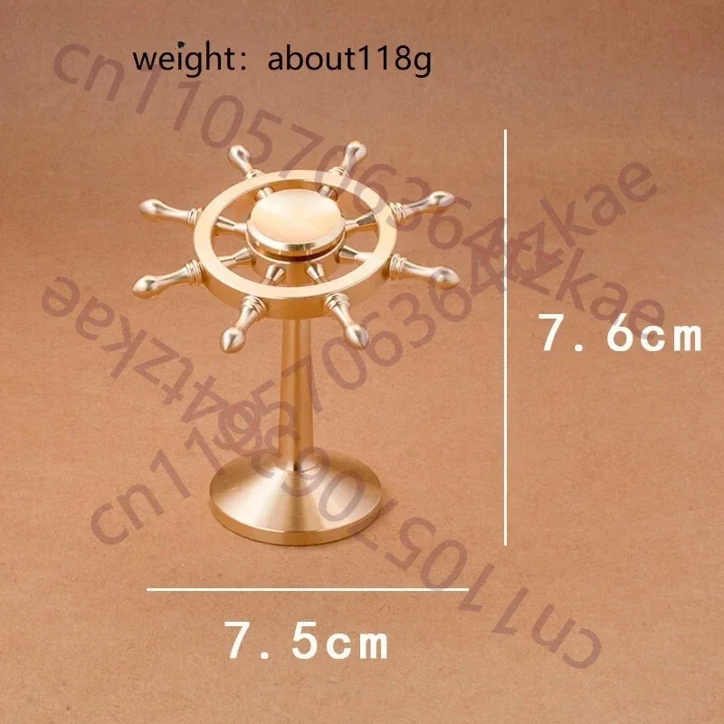 High Quality Brass Rudder Ornoment Rotary Toy Desktop Decoration Helmsman Ship