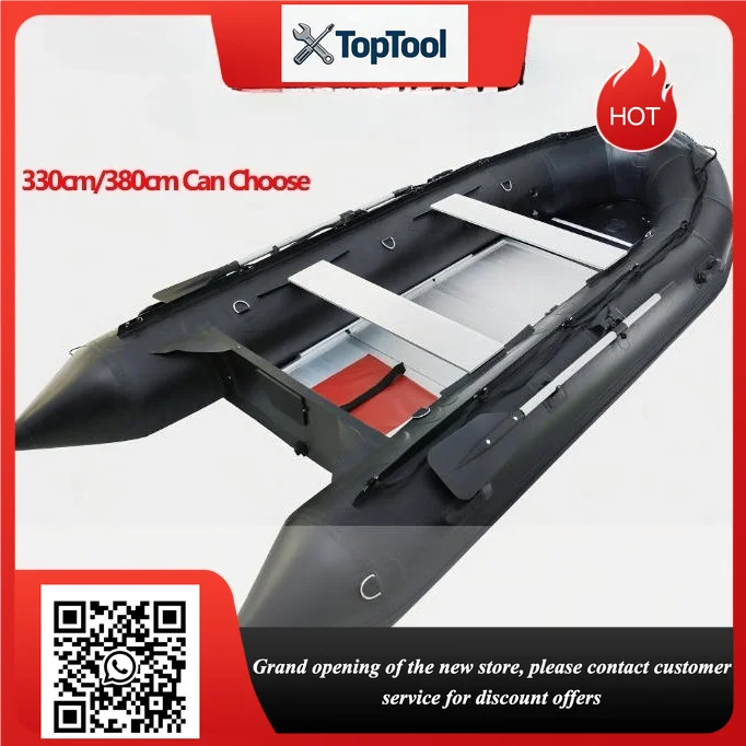 Professional 1.2MM PVC Anti-collision Black Inflatable Boat with Aluminum Floor Set Fishing Speed Raft Kayak Rowing Accessories