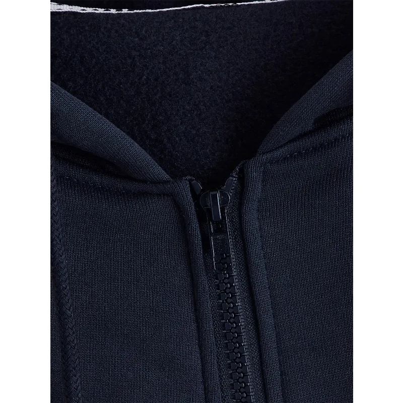 سويت شيرت رياضي فضفاض كاجوال بلون سادة متوسط الطول مع قلنسوة وأكمام طويلة للنساء في الخريف والشتاء #5