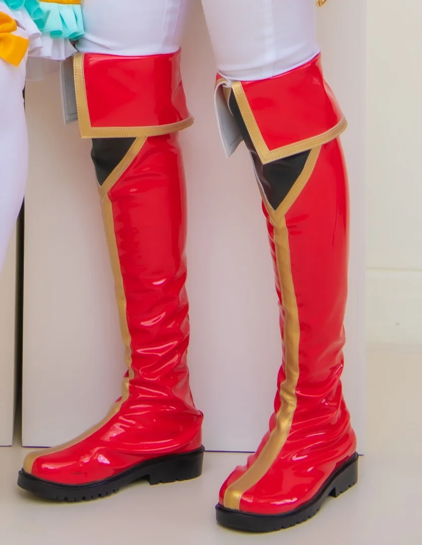 BanG Dream Hello, HappyWorld! Kokoro Tsurumaki Seta Kaoru Cosplay Shoes Boots Anime Halloween Carnival Red Boots