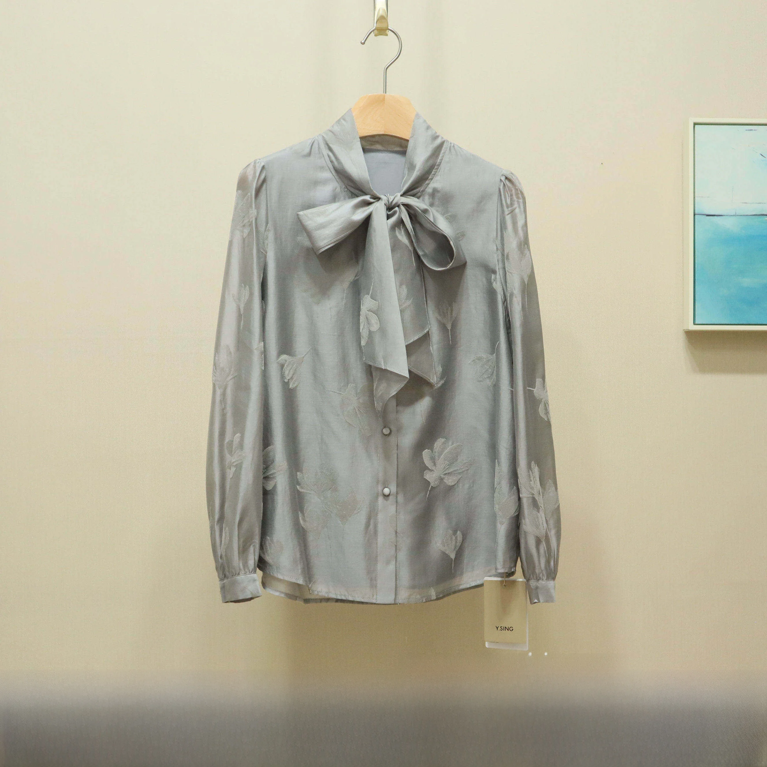 

Spring Collection Belted Floral Print Top Loose Fit Casual Sle Long Sve Women's irt Breathable Comfortable Lenzing Lyo...