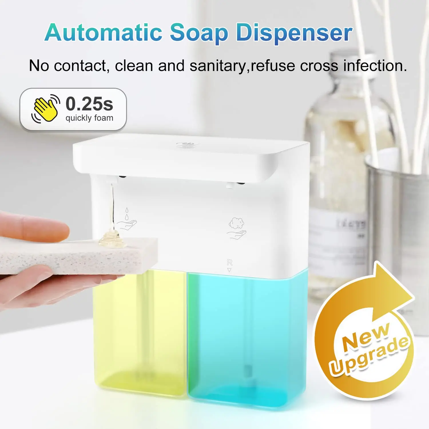 300ml Smart Sensor Gel Soap Dispenser Waterproof Mini Automatic Induction Touchless Hand Washer Liquid/Foam for Bathroom Kitchen