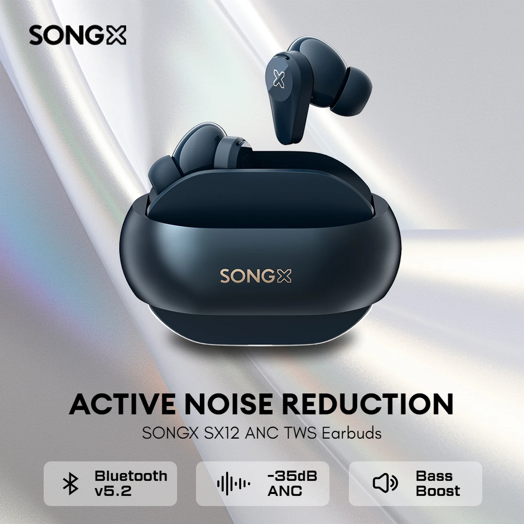 

TWS-наушники SONGX SX12 -35dB ANC с активным шумоподавлением, Bluetooth-наушники HD, чистые звонки, беспроводные наушники для IOS, Android