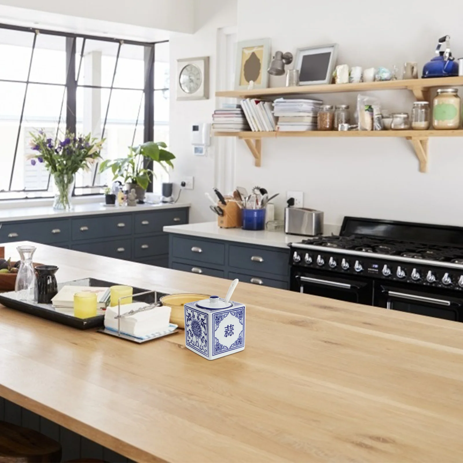 

Ceramic Seasoning Jar with Lid Premium Storage Container for Salt Pepper Garlic Condiments Kitchen Organizer Spice Pot Home