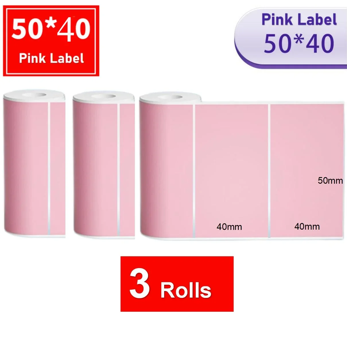 3rolls 50X40 PINK