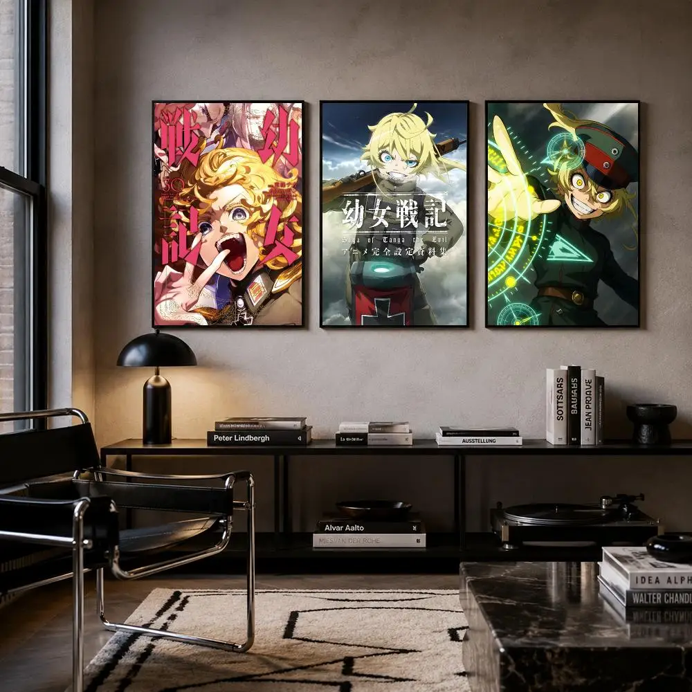 Anime The Saga of Tanya the Evil Poster Self-adhesive Art Waterproof Paper Sticker Coffee House Bar Room Wall Decor