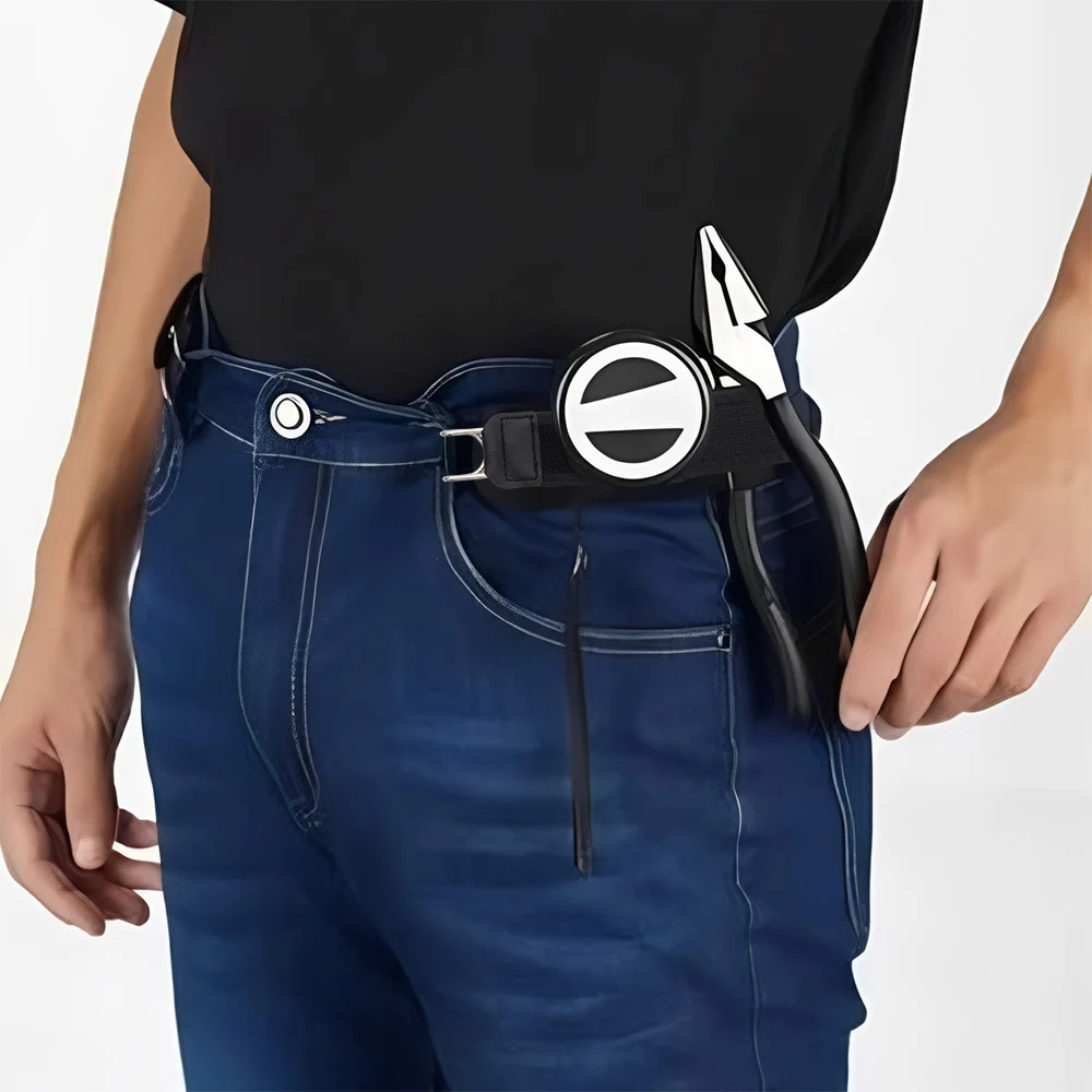 New Unisex Buckleless Belt Hook Waist Buckle Comfortable Metal Hook Adjustable Elastic Belt