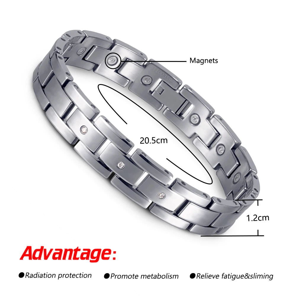 Rainso Tungsten bracelets For Men Magnet Bio Enegry Plating  Health Care Bracelet Viking Fine Jewelry