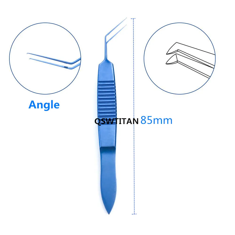 Titanium Capsulorhexis Forcep Ophthalmic Forceps Ultrata Style  85mm Angle curved head Eye Surgical Instruments