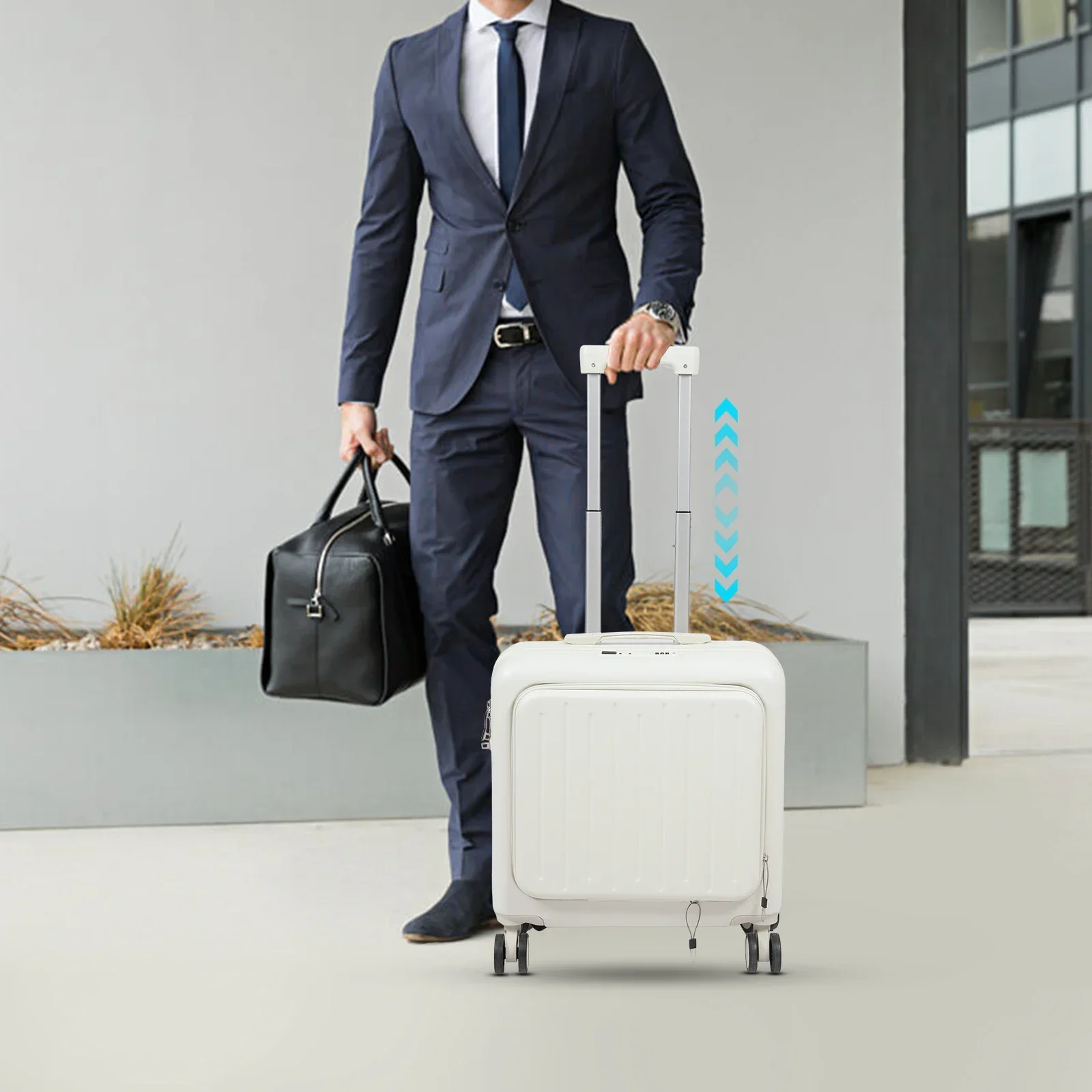 

Carry On Luggage Airline Approved, 18 Inch Lightweight ABS+PC Hard Shell Suitcases with Front Pocket, Spinner Wheels, TSA Lock