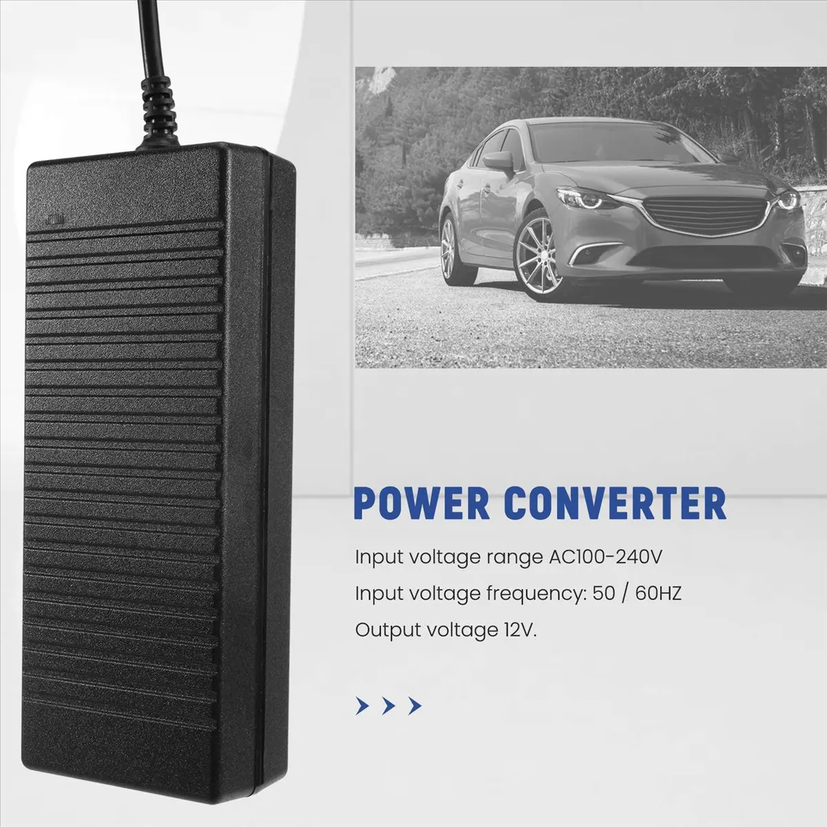 #61M Car power converter,12V 15A 160W Car Power Converter 220V to 12V Car Converter EU Plug (black)