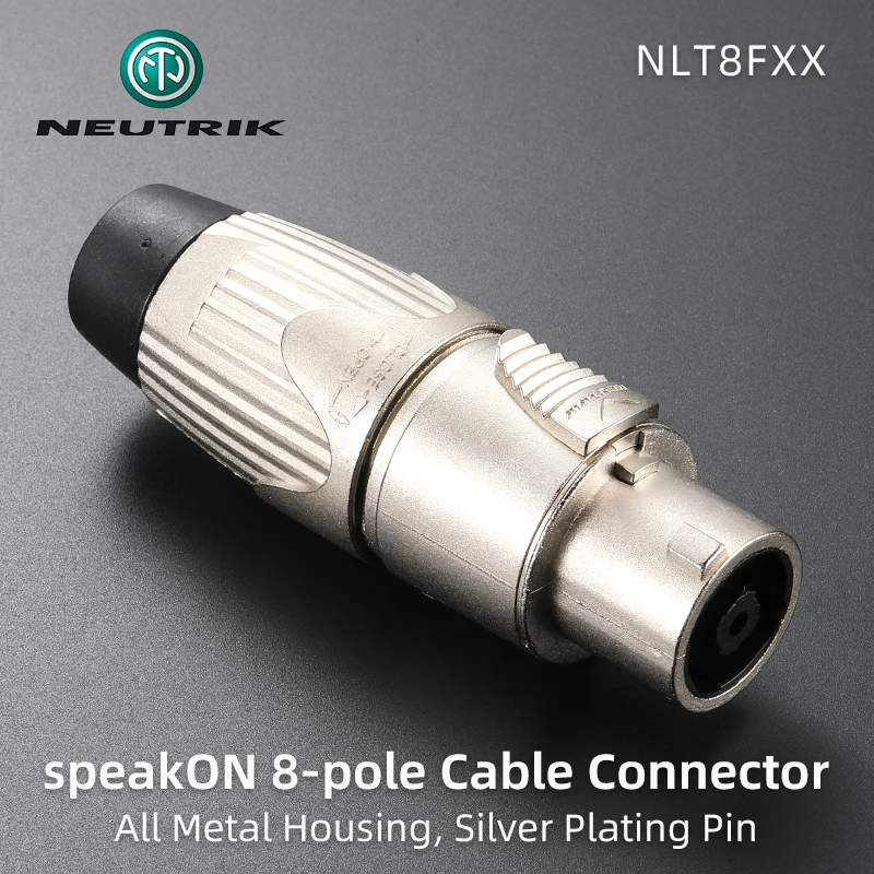 Neutrik 30A 8 Pole SpeakON Metal Female Cable Connector NLT8FXX Speaker Plug Nickel Plated Case Solder Contacts with Quick Lock