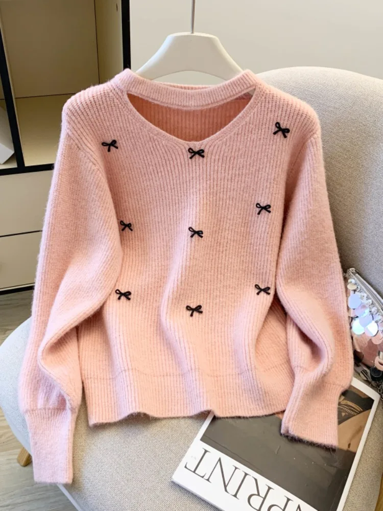 

Мягкий и уютный свитер-худи Sweet Knot для женщин, зимний, с ажурным дизайном, красивый вязаный свитер в корейском стиле, облегающий крой.